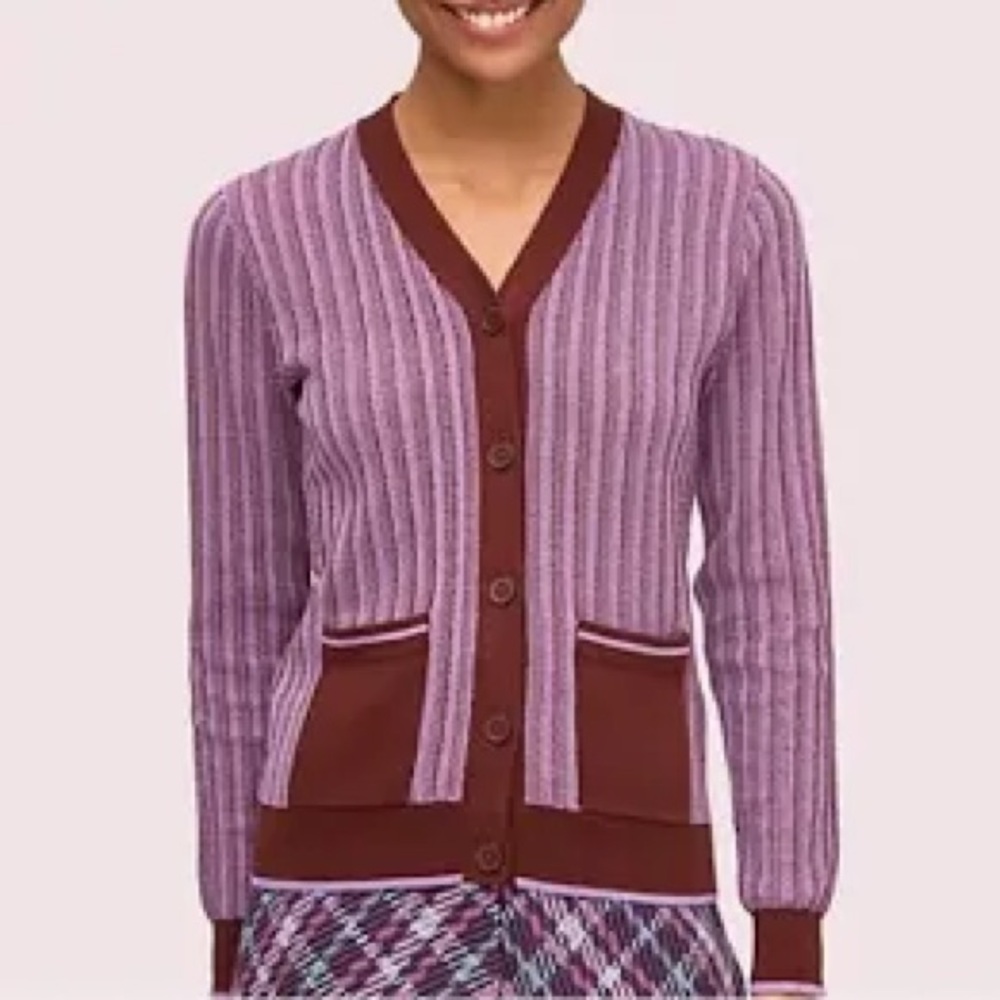 NWOT kate spade plum Ribbed Cardigan.